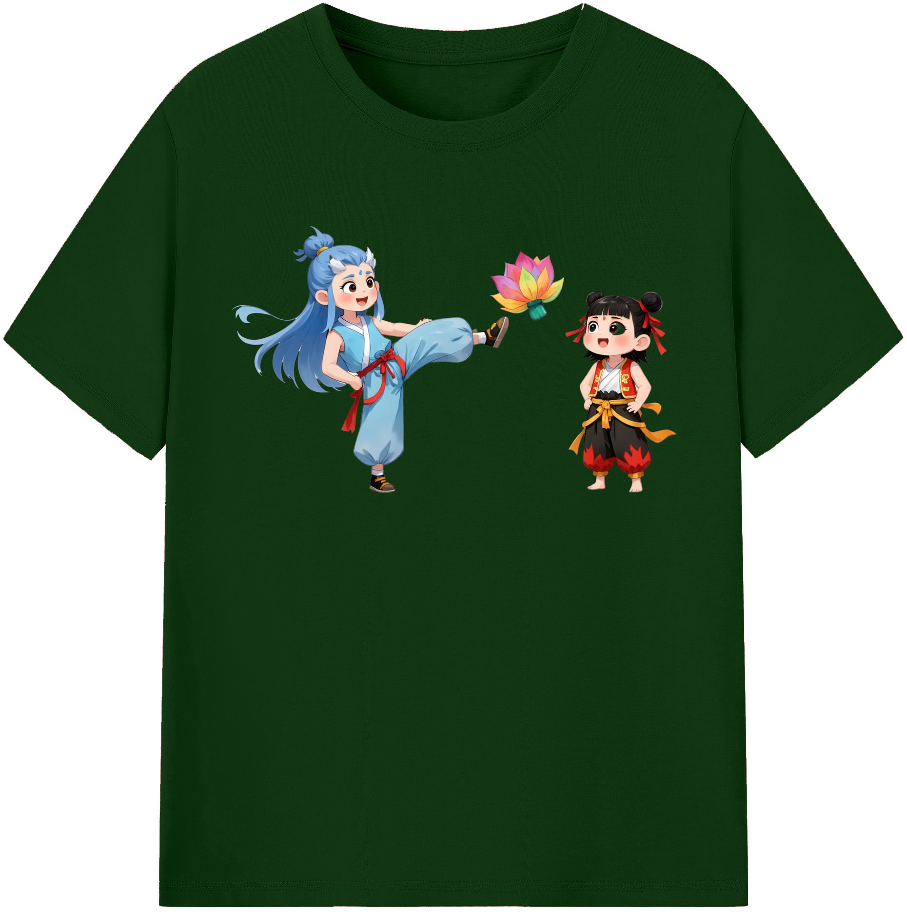 （画像用） Ne Zha 2 ナタ 魔童の大暴れ 綿100％半袖Tシャツ（フロントプリント）